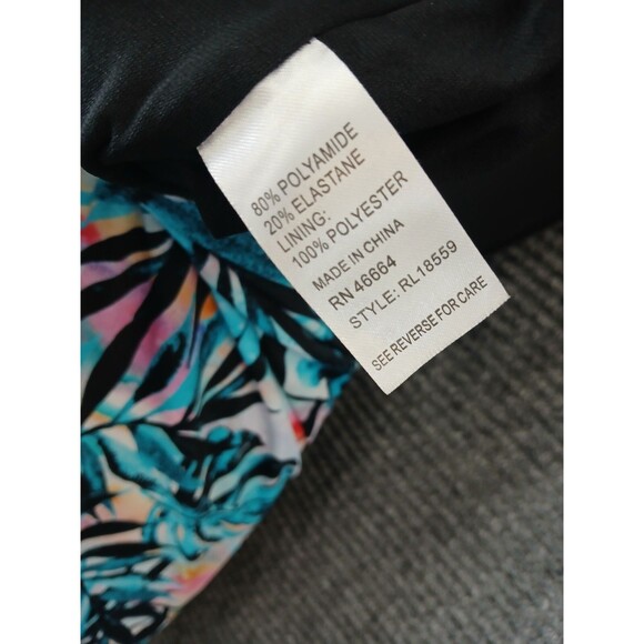 Reel Legends Swimsuit 1 Piece Halter Womens Plus Size XXL Tropical Palm Colorful - Picture 4 of 5